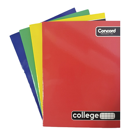 Cuaderno College 7mm Concord.   Ideal para uso escolar. Contiene  80hojas. Matematicas 7mm.